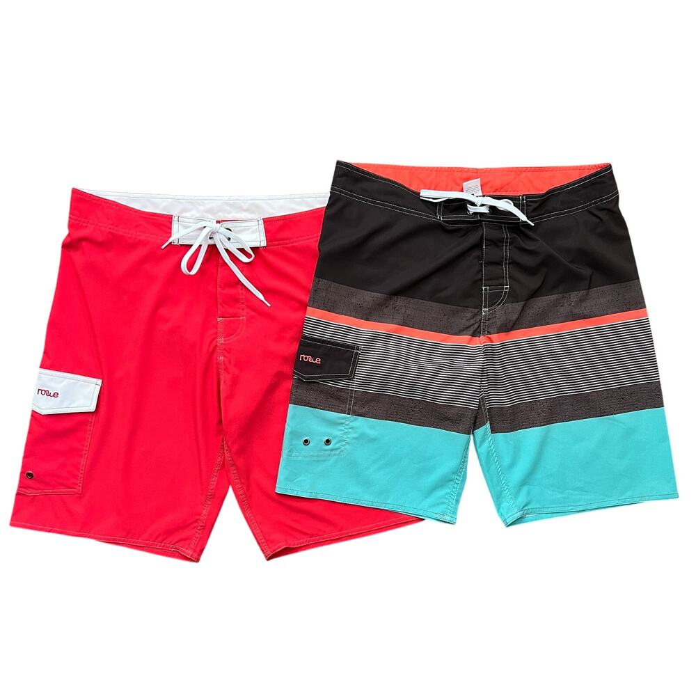 Nonwe‎ Mens Multicolor Mesh Lined Swim Trunks Shorts 2 Pairs Size 36